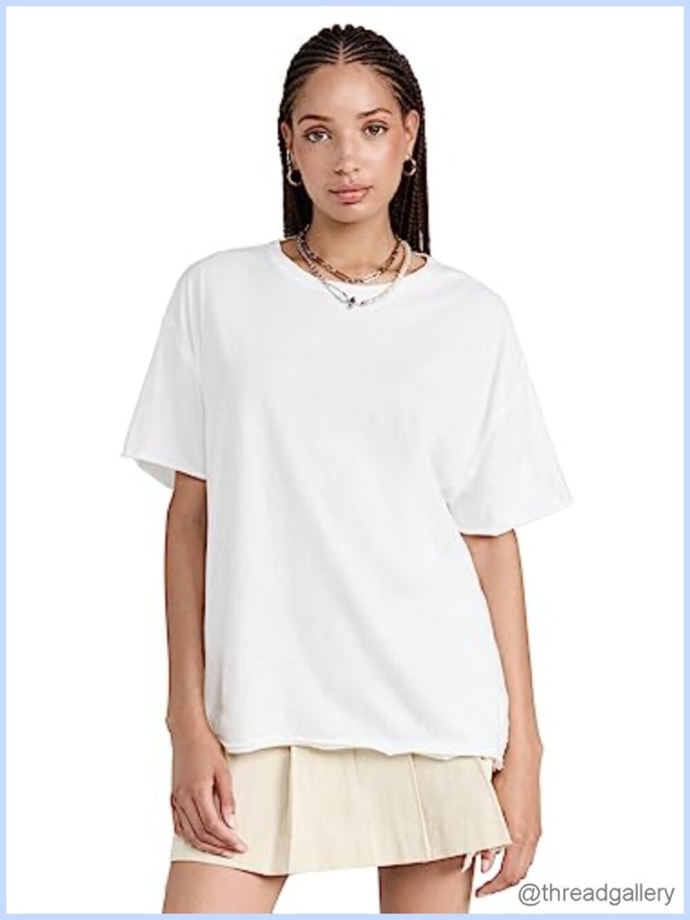 Free People Nina Tee Lightweight Jersey Raw Edge Crew Neck Short Sleeve